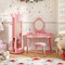 4-in-1 Pink Kids Jewelry Organizer with Ample Storage and Full-Length Mirror 360° Swivel
